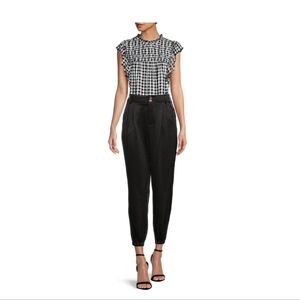 Time and Tru NWT Women's High Rise Tapered Leg Pleated Satin Pant 853